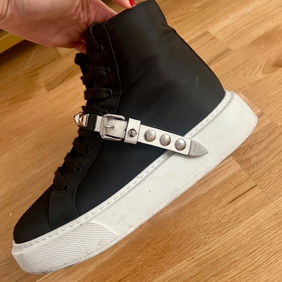 Prada tessuto studded black high top sneaker - Picture 5 of 10